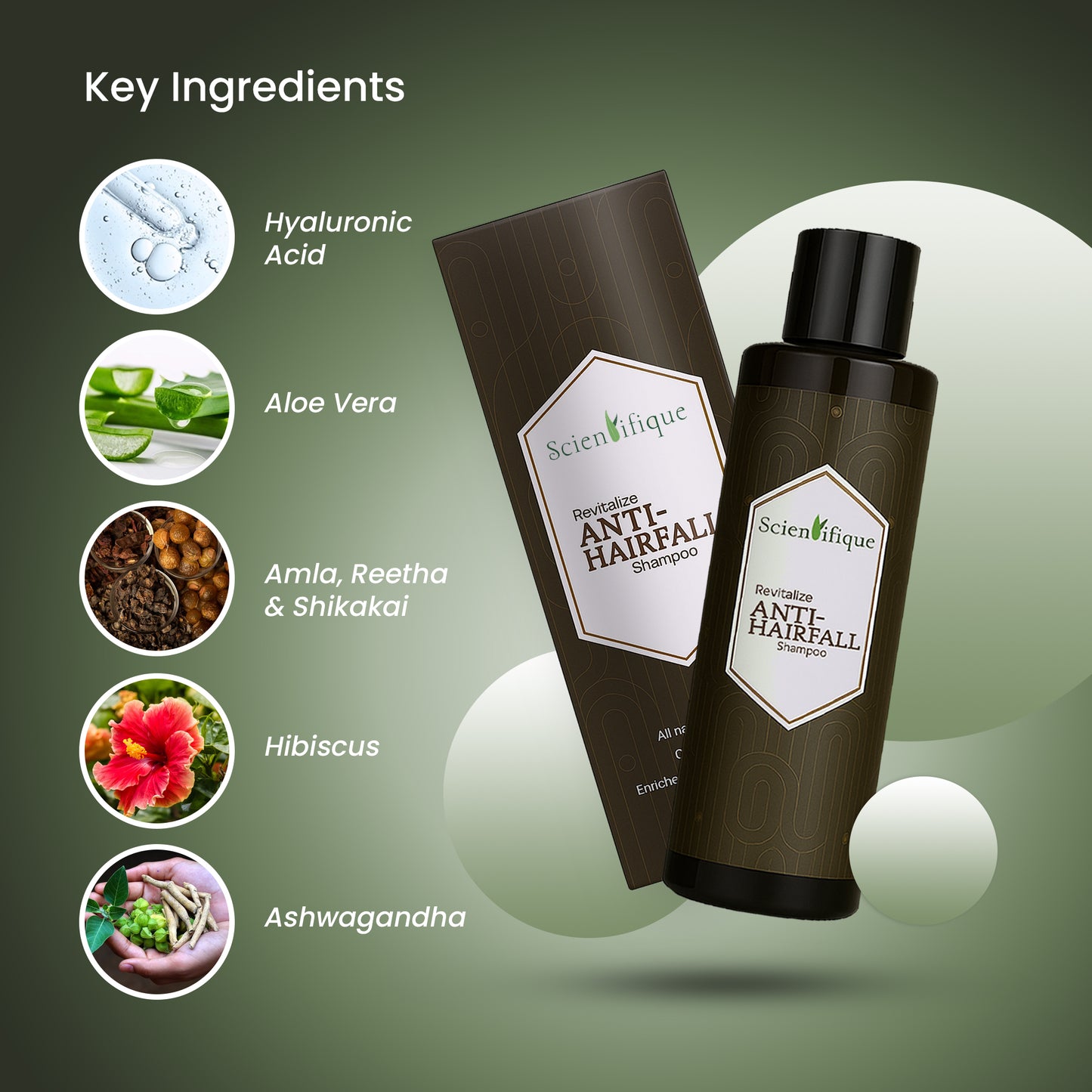 SCIENTIFIQUE Anti-Hairfall Shampoo with Hyaluronic Acid – Reduces Hair Fall, Strengthens Roots, Improves Scalp Health | With Amla, Shikakai | 200ml