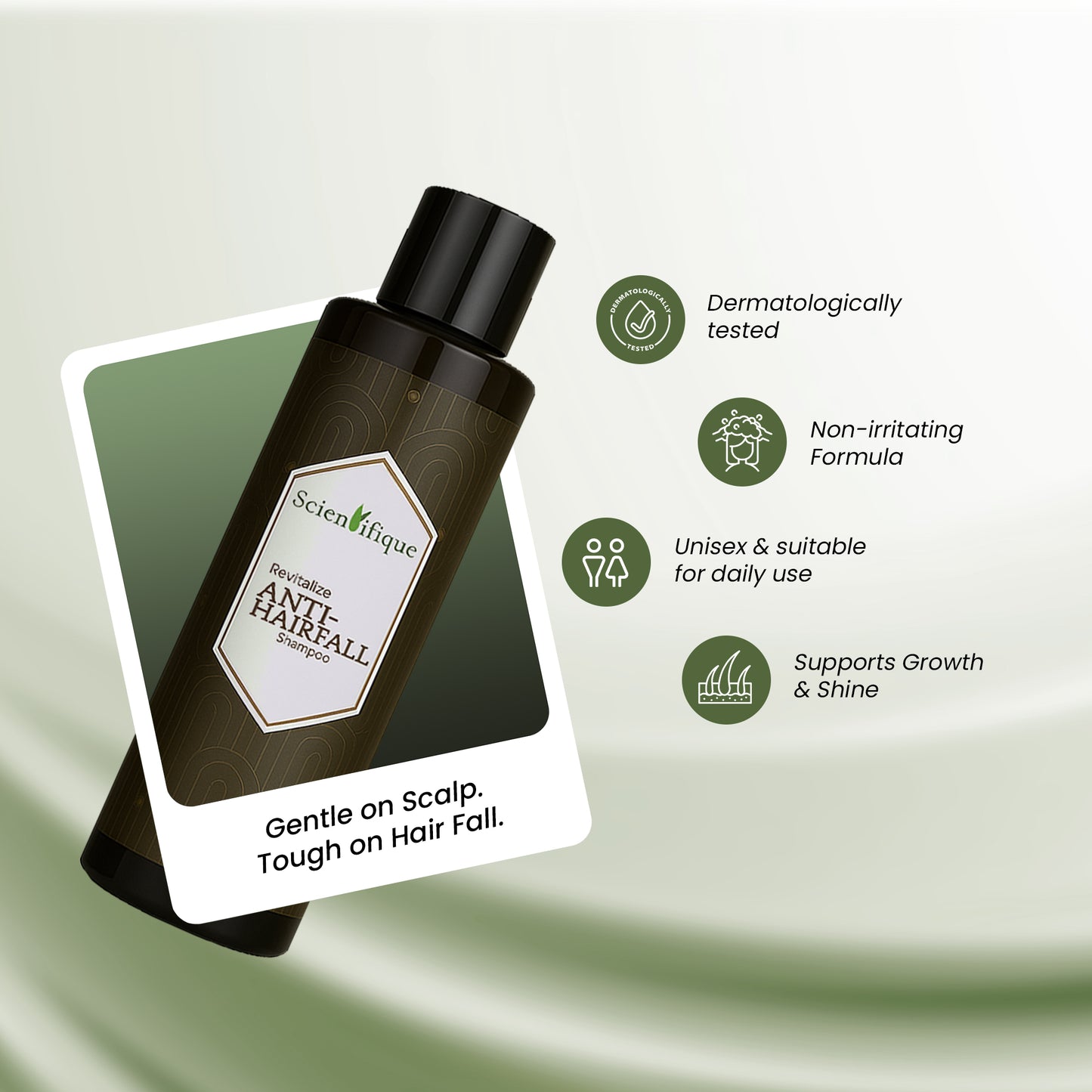 SCIENTIFIQUE Anti-Hairfall Shampoo with Hyaluronic Acid – Reduces Hair Fall, Strengthens Roots, Improves Scalp Health | With Amla, Shikakai | 200ml