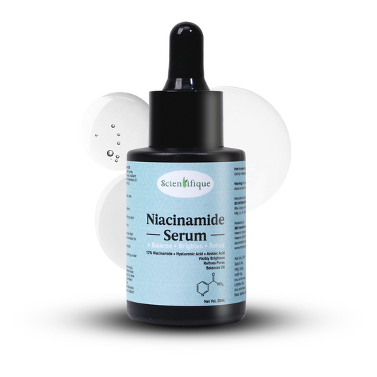 Scientifique 12% Niacinamide Face serum with Azelaic acid, Hyaluronic Acid, Licorice, Aloe Vera & Green Tea | Controls excess oil, Brightening & Pore Refining | Non-Greasy Daily Serum for Men & Women – 30 ml