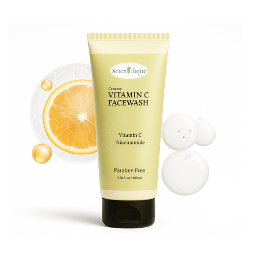 SCIENTIFIQUE Creamy Vitamin C Facewash – Brightening & Deep Cleansing Formula | With Niacinamide, Kojic Acid | Fights Acne, Unclogs Pores, 100m